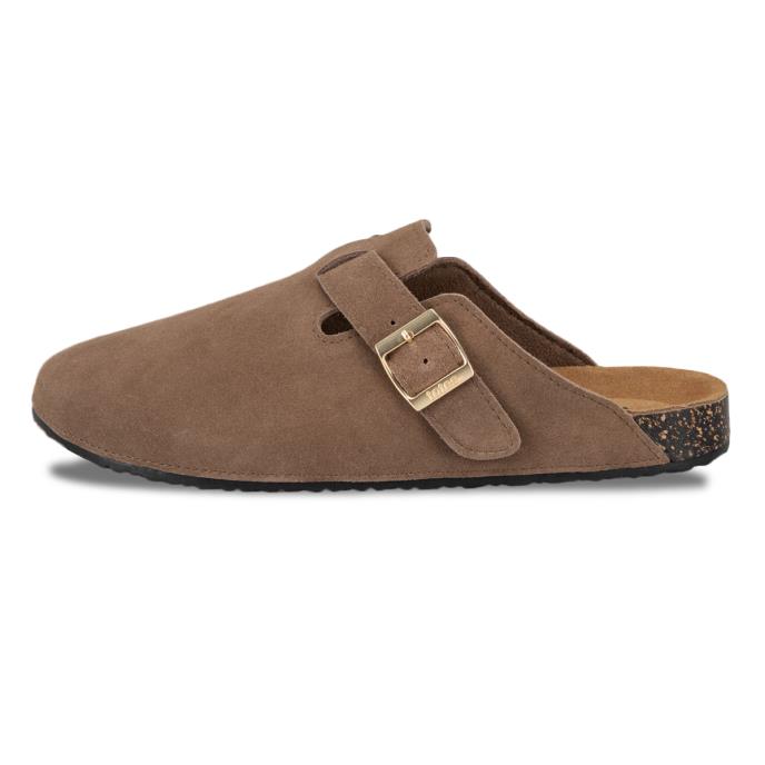 totes Ladies Suede Clog Light Brown Extra Image 3